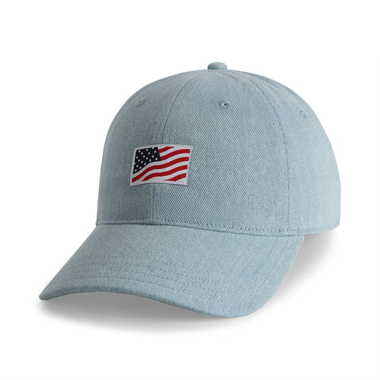 USA Flag // Unstructured Light Denim Adjustable Hat
